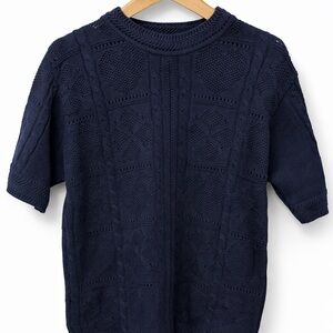 Orvis Women's Deep Blue Knit Crewneck Sweater